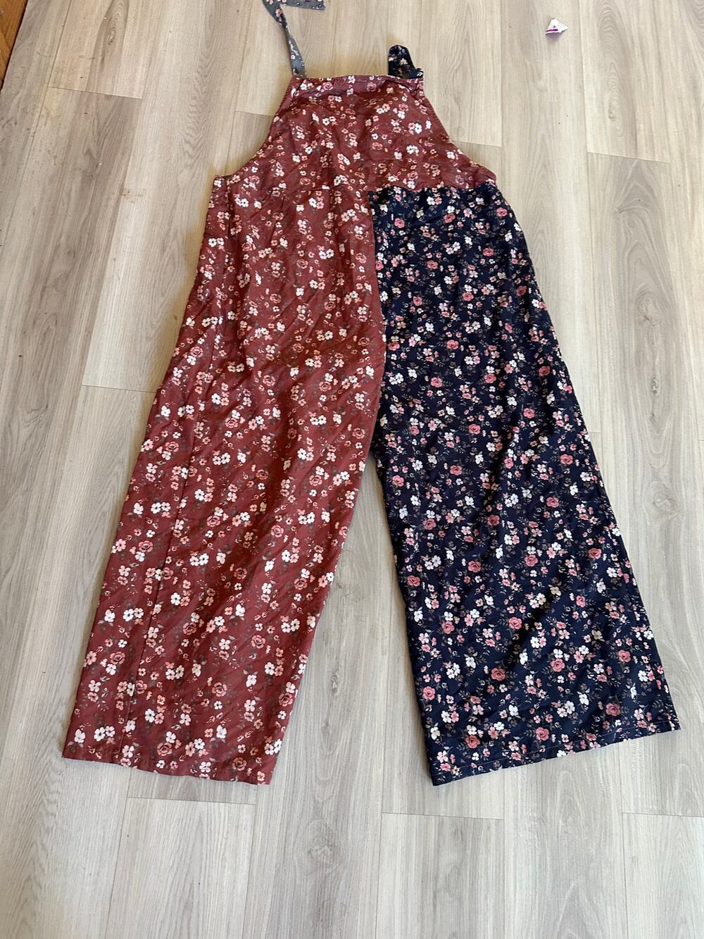 Floral Color Block Wide Leg Jumpsuit Ditsy split PRINT